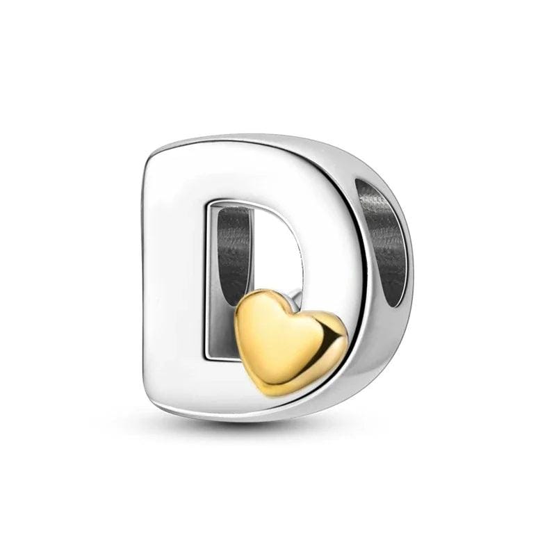 Charm Lettre Cœur Doré A~Z