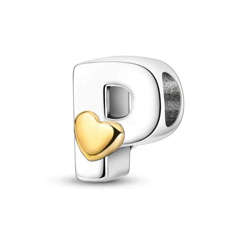 Charm Lettre Cœur Doré A~Z