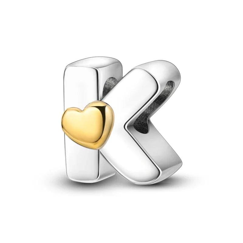 Charm Lettre Cœur Doré A~Z
