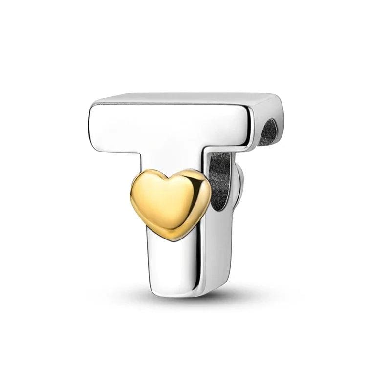 Charm Lettre Cœur Doré A~Z