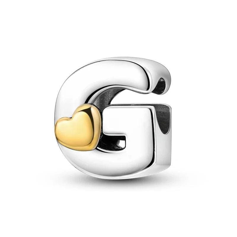 Charm Lettre Cœur Doré A~Z