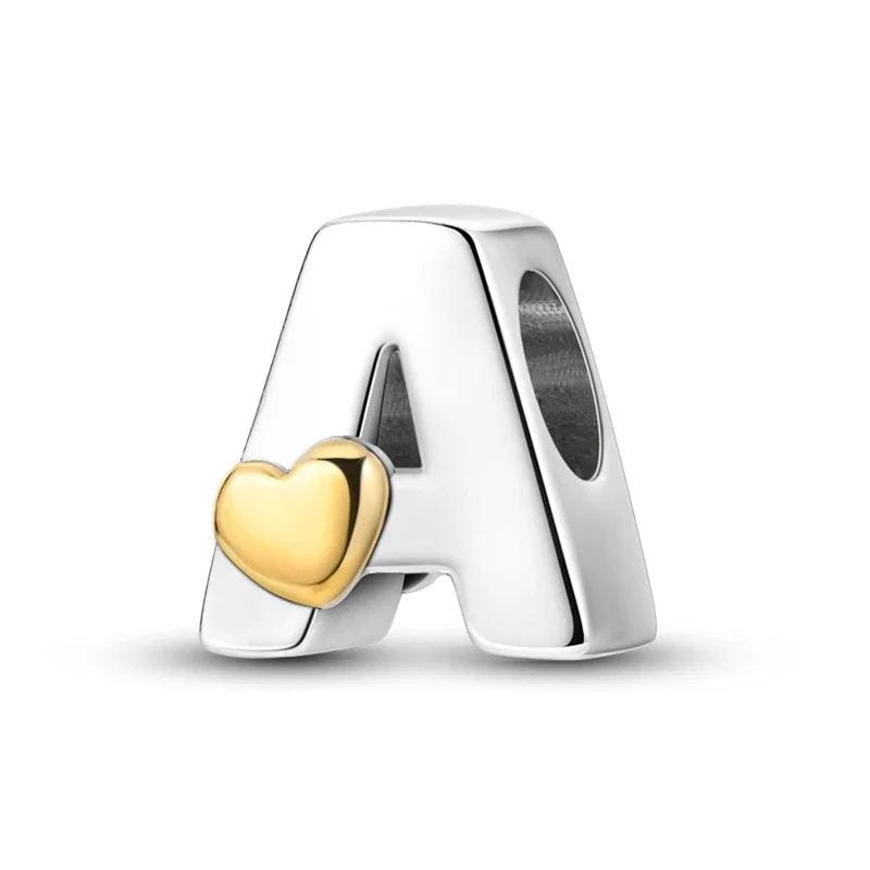 Charm Lettre Cœur Doré A~Z