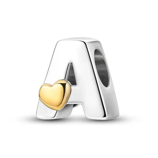 Charm Lettre Cœur Doré A~Z