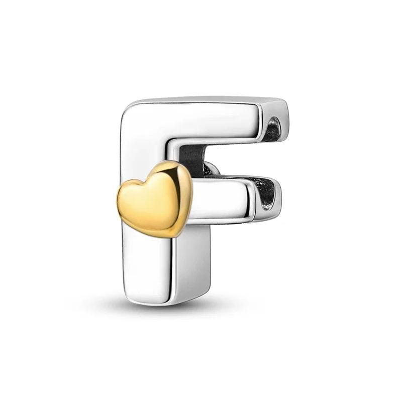 Charm Lettre Cœur Doré A~Z