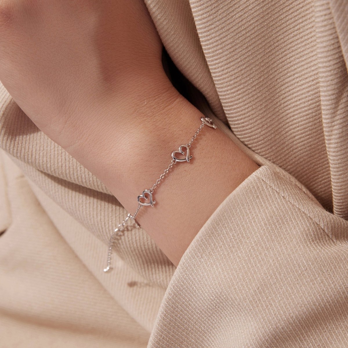 Bracelet Argent Cœurs Entrelacés