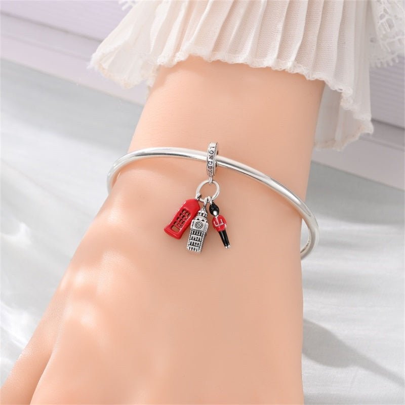 Charm Pendant Londres Big Ben, Cabine Téléphonique et Garde Royal