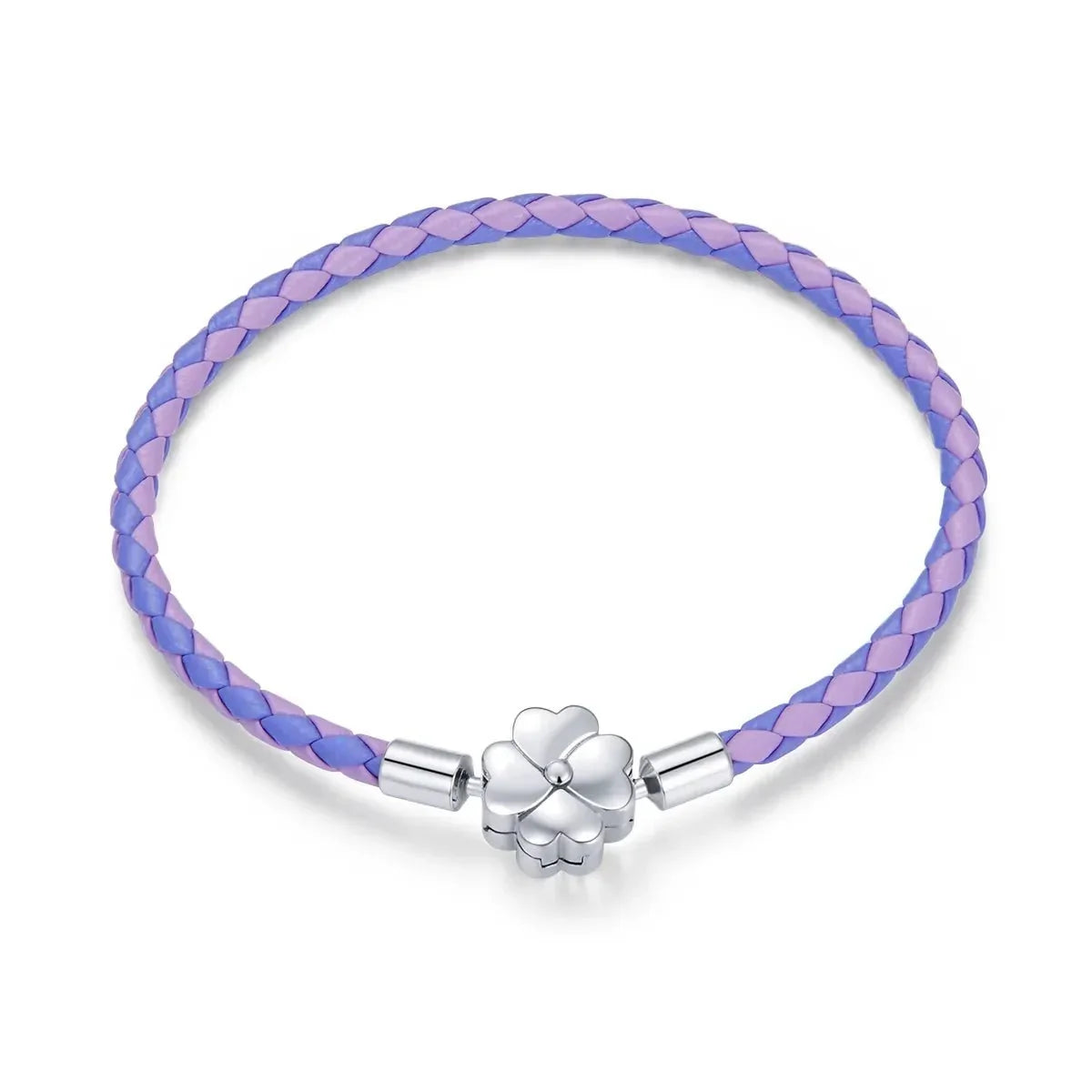 Bracelet à Charms en Cuir Trèfle Porte-Bonheur