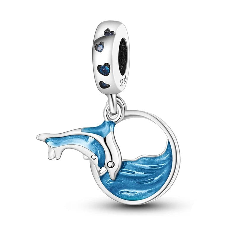 Charm Pendant Dauphin Bleu et Mer Océan