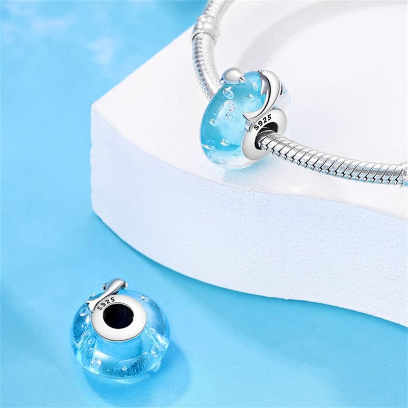 Charm en Verre Bleu Océan