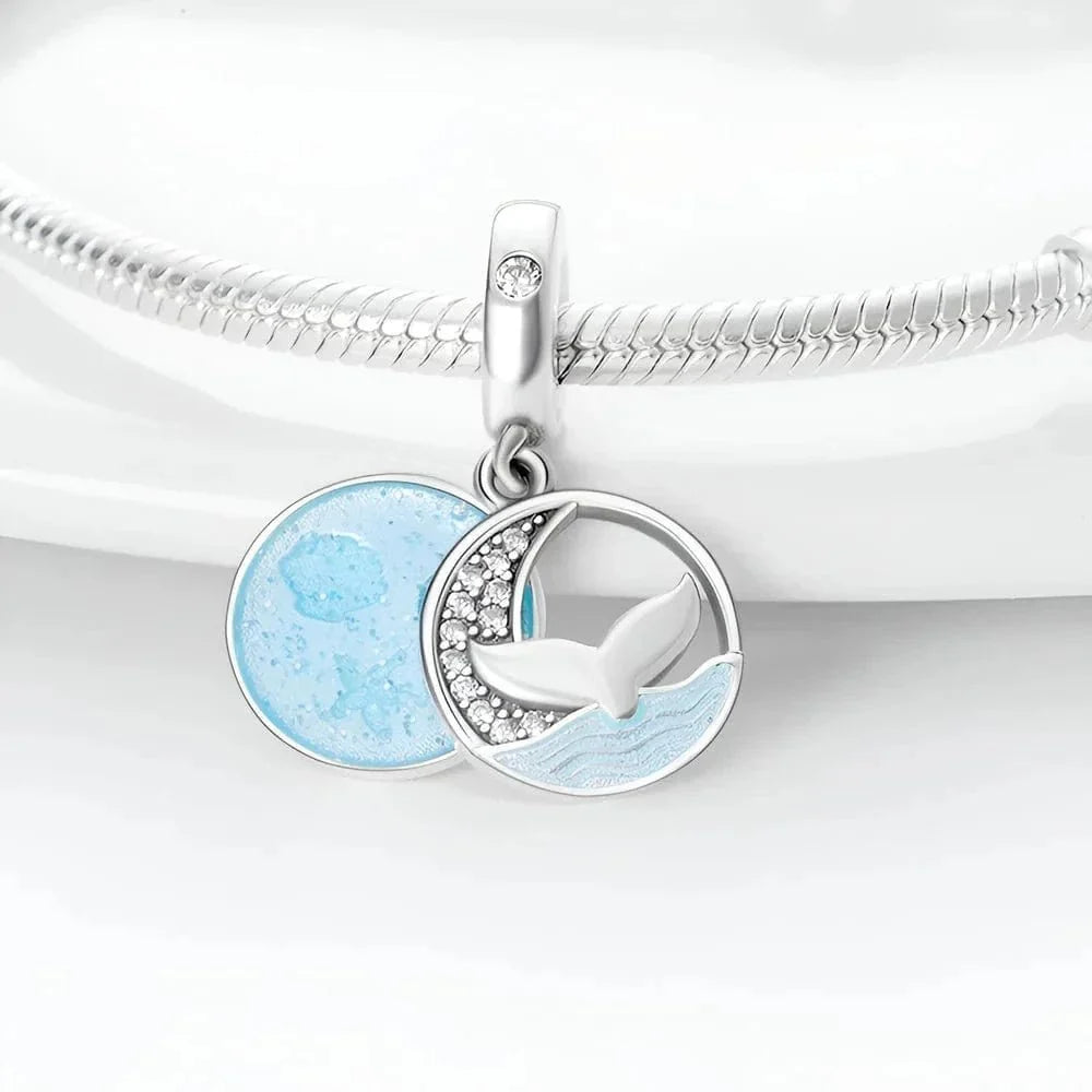 Charm Pendant Queue de Baleine Bleu Océan