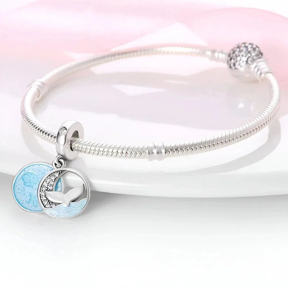 Charm Pendant Queue de Baleine Bleu Océan