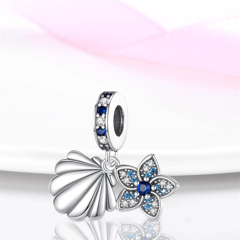 Charm Pendant Coquillage et Fleur Océan