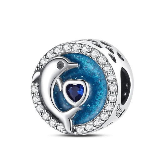 Charm Cercle Dauphin et Cœur Océan