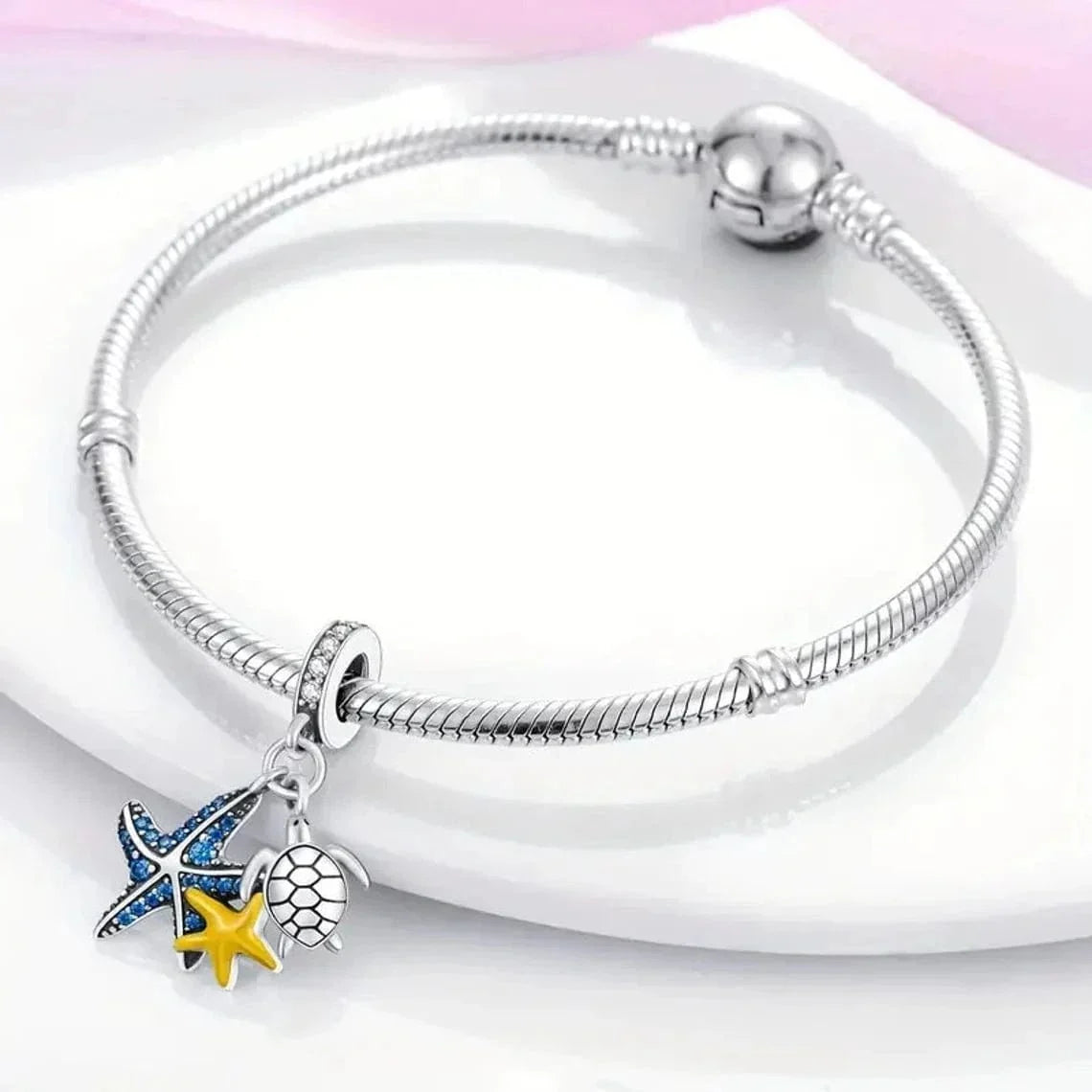 Charm Triple Pendant Étoile de Mer et Tortue Océan