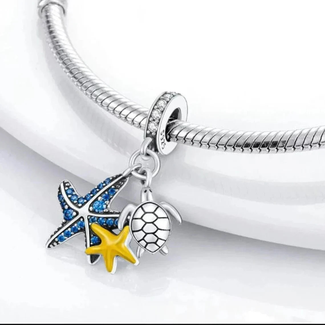 Charm Triple Pendant Étoile de Mer et Tortue Océan