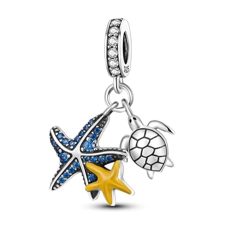 Charm Triple Pendant Étoile de Mer et Tortue Océan