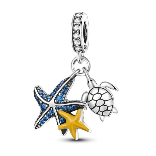 Charm Triple Pendant Étoile de Mer et Tortue Océan