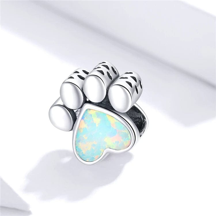 Charm Cœur Opale Empreinte de Patte