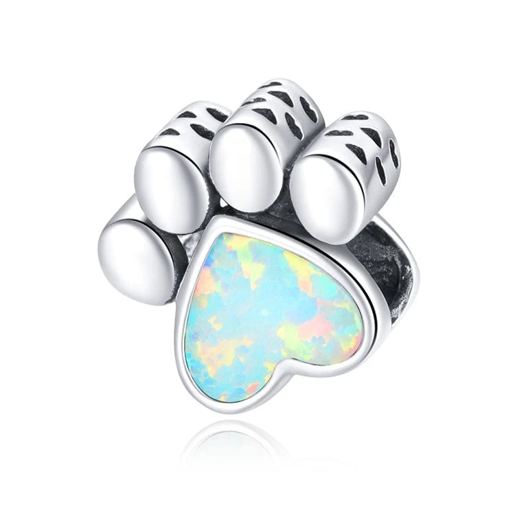 Charm Cœur Opale Empreinte de Patte