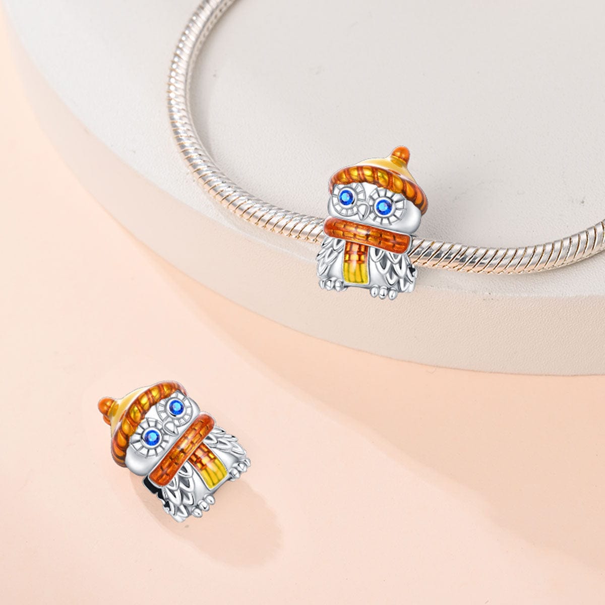 Charm Hibou avec Écharpe et Bonnet