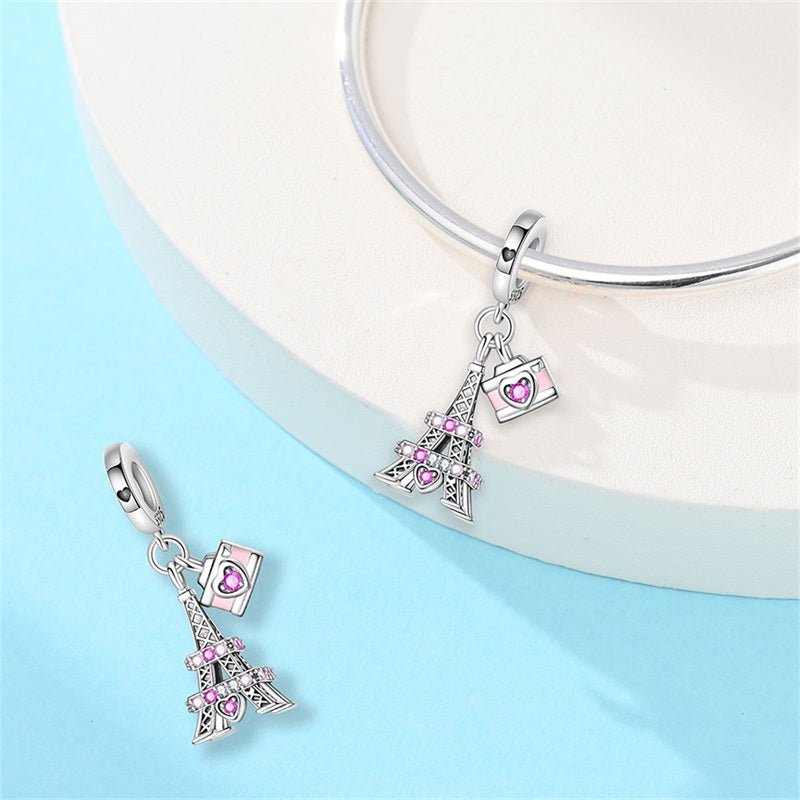 Charm Pendant Paris Tour Eiffel et Appareil Photo
