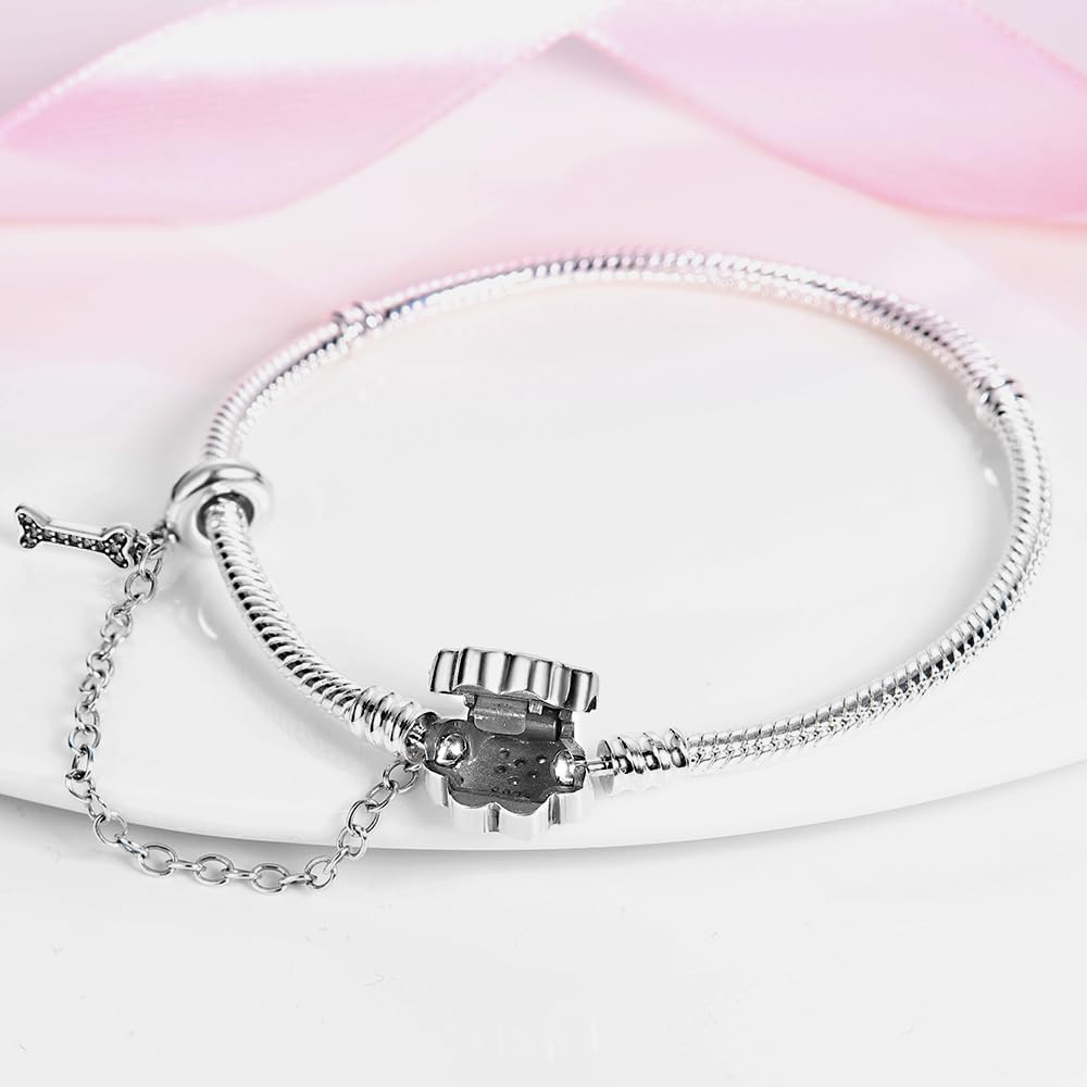 Bracelet à Charms Empreinte de Patte avec Os et Chaîne de Sécurité