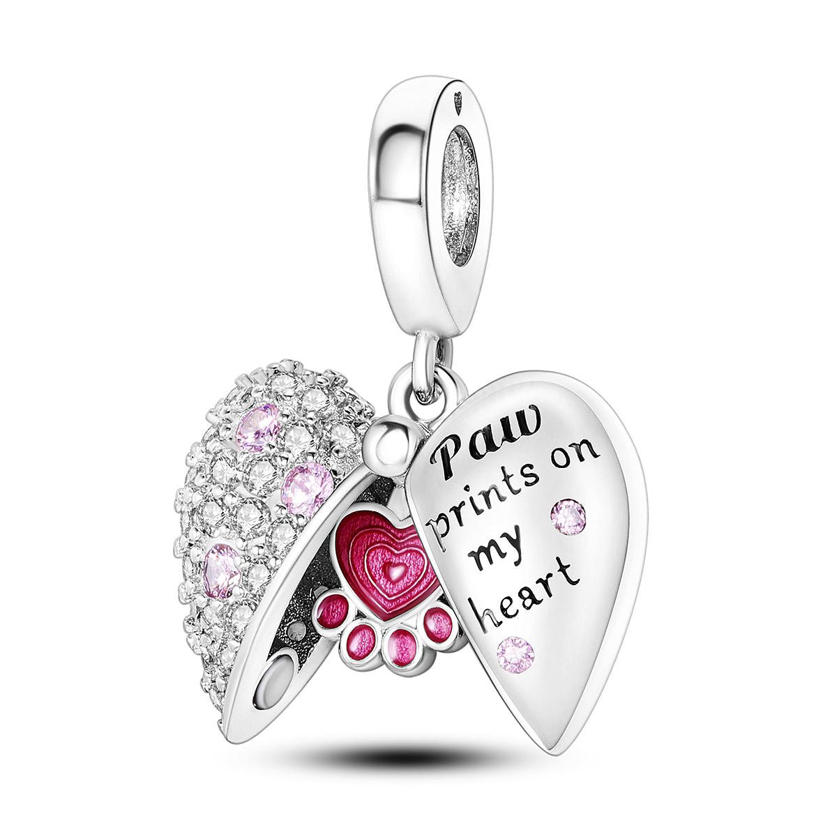 Charm Pendant Paw Prints on My Heart