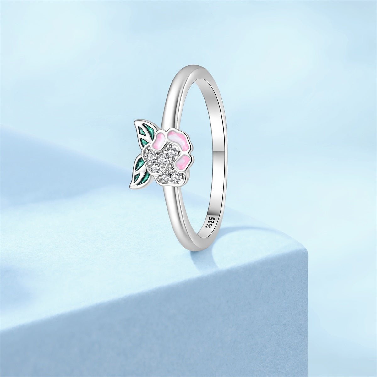 Bague Scintillante Florale Fleur Rose