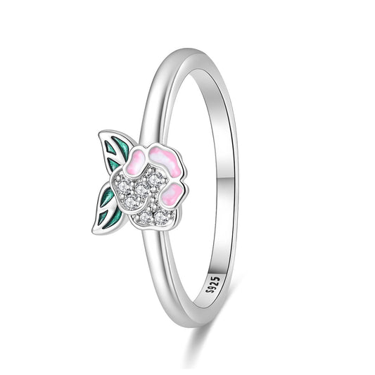 Bague Scintillante Florale Fleur Rose