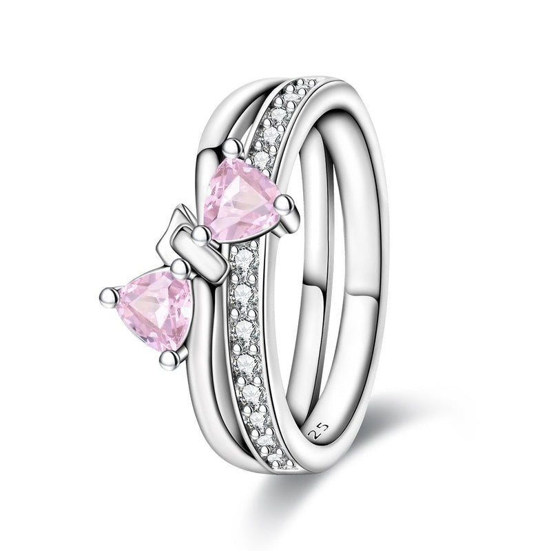 Bague Nœud Rose et Pierres