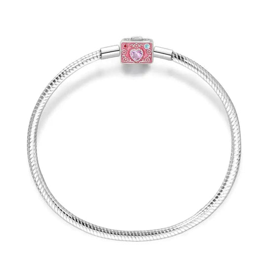 Bracelet Chaîne Serpent Cœur en Cristal Appareil Photo Rose