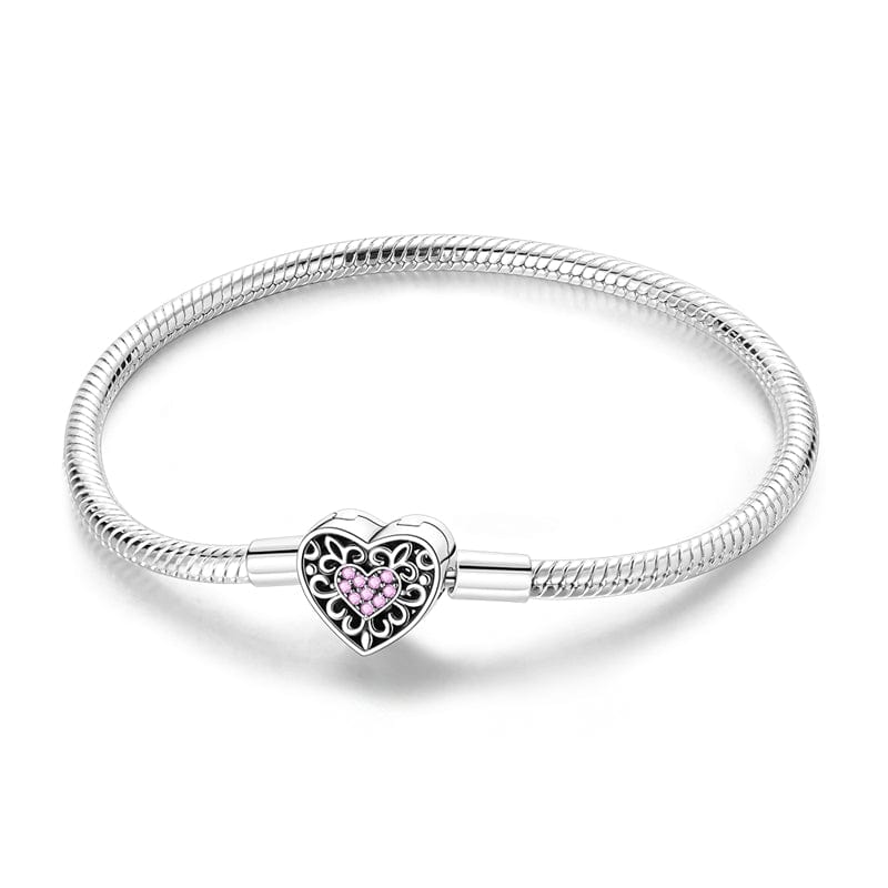 Bracelet à Charms Cœur en Cristal Rose