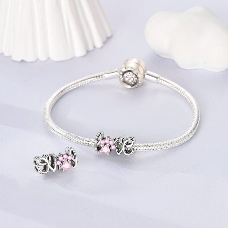 Charm Patte Love en Pierres Roses
