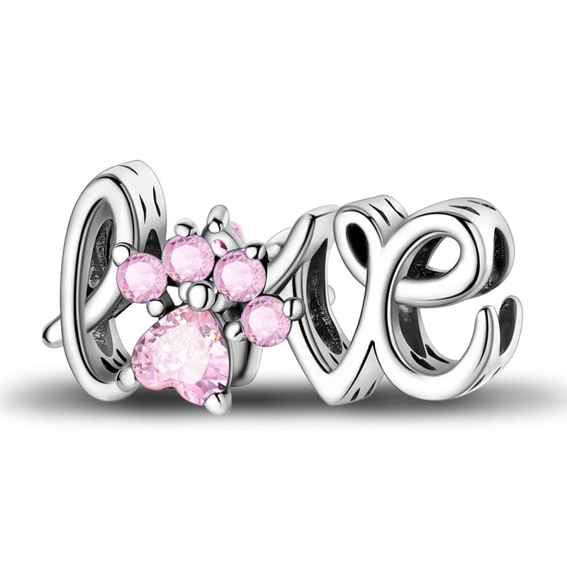 Charm Patte Love en Pierres Roses