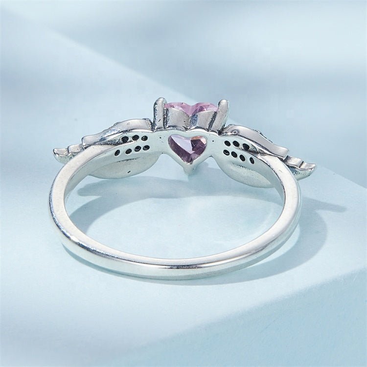 Bague Cœur Rose et Ailes d'Ange
