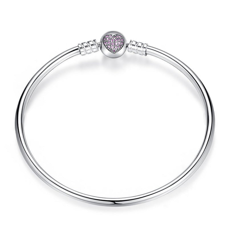 Jonc à Charms Fermoir Cœur Pavé Rose
