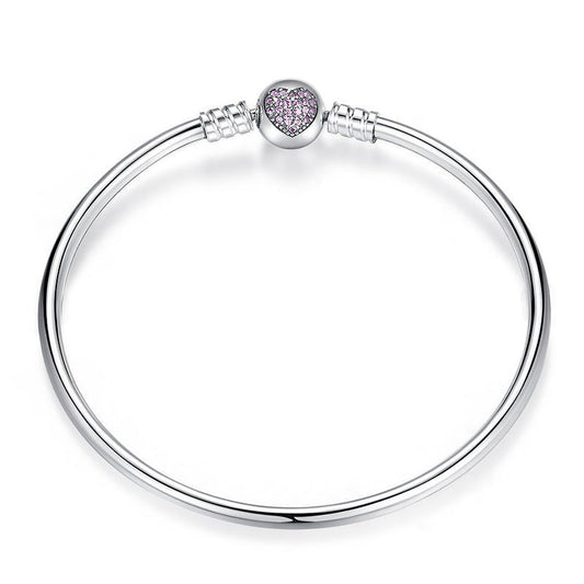 Jonc à Charms Fermoir Cœur Pavé Rose