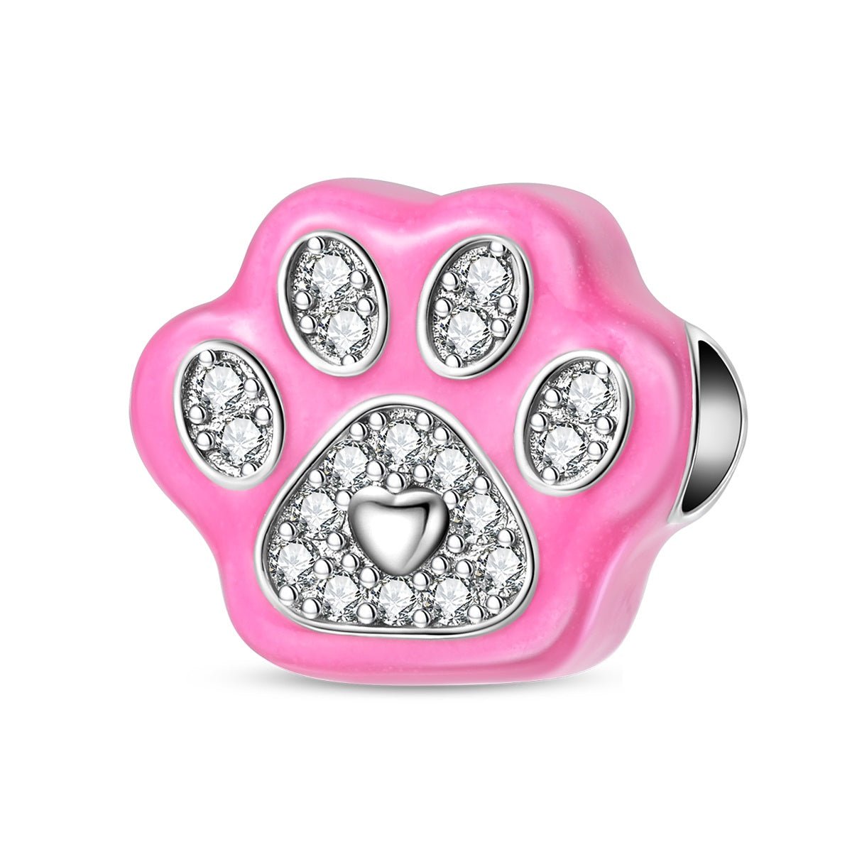 Charm Empreinte de Patte Rose Scintillante