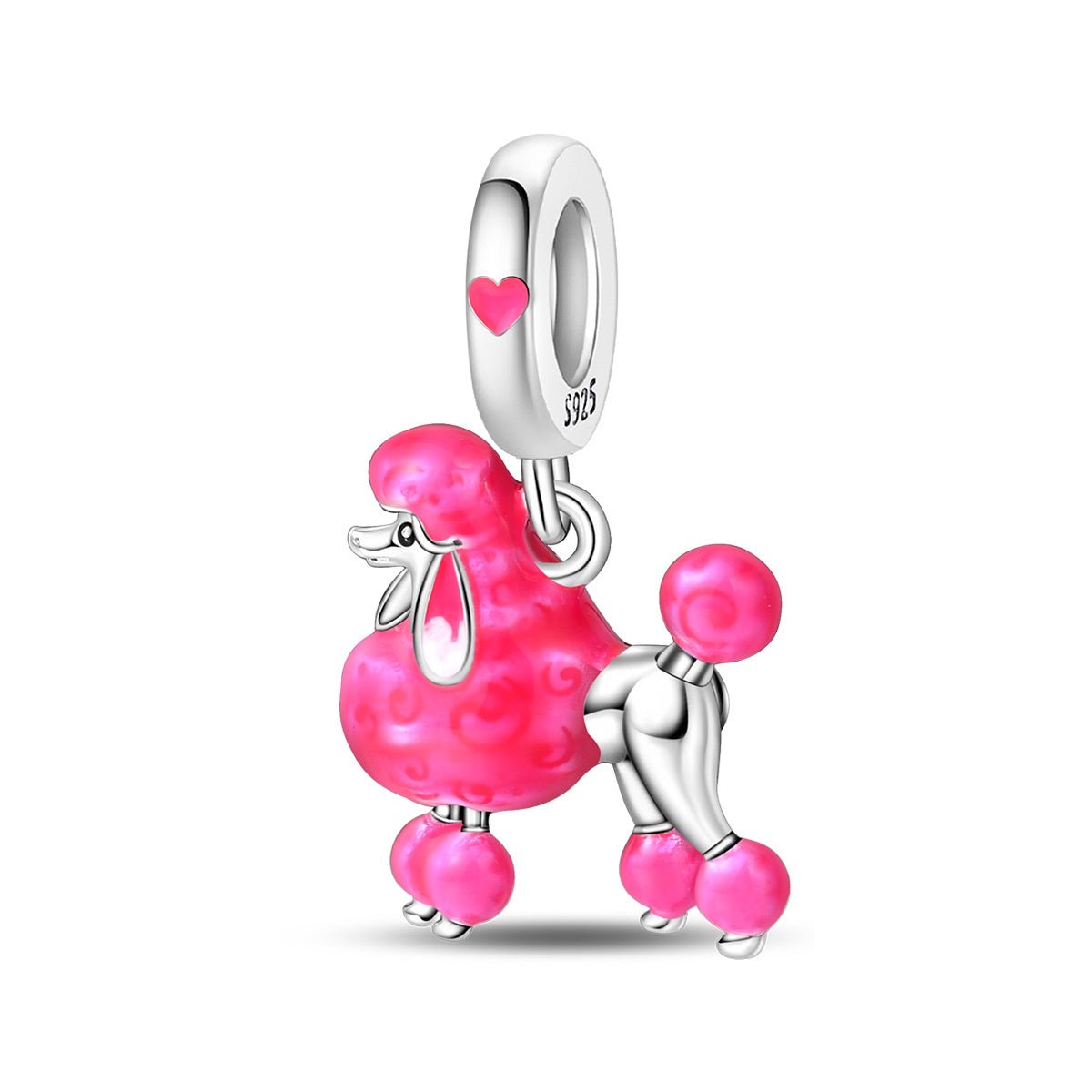 Charm Pendant Chien Caniche Rose