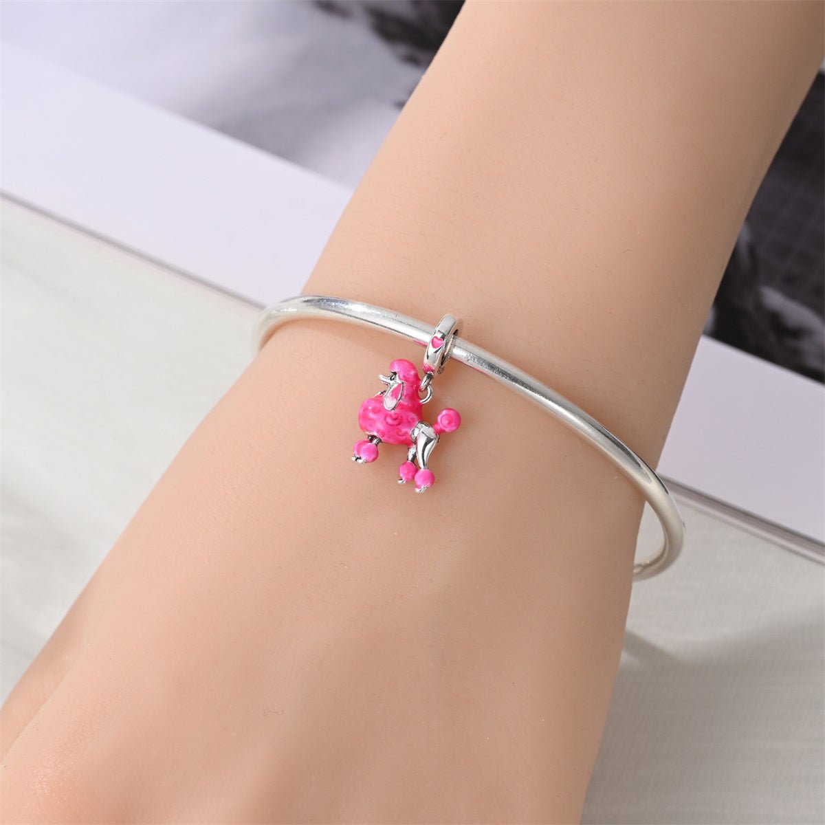 Charm Pendant Chien Caniche Rose