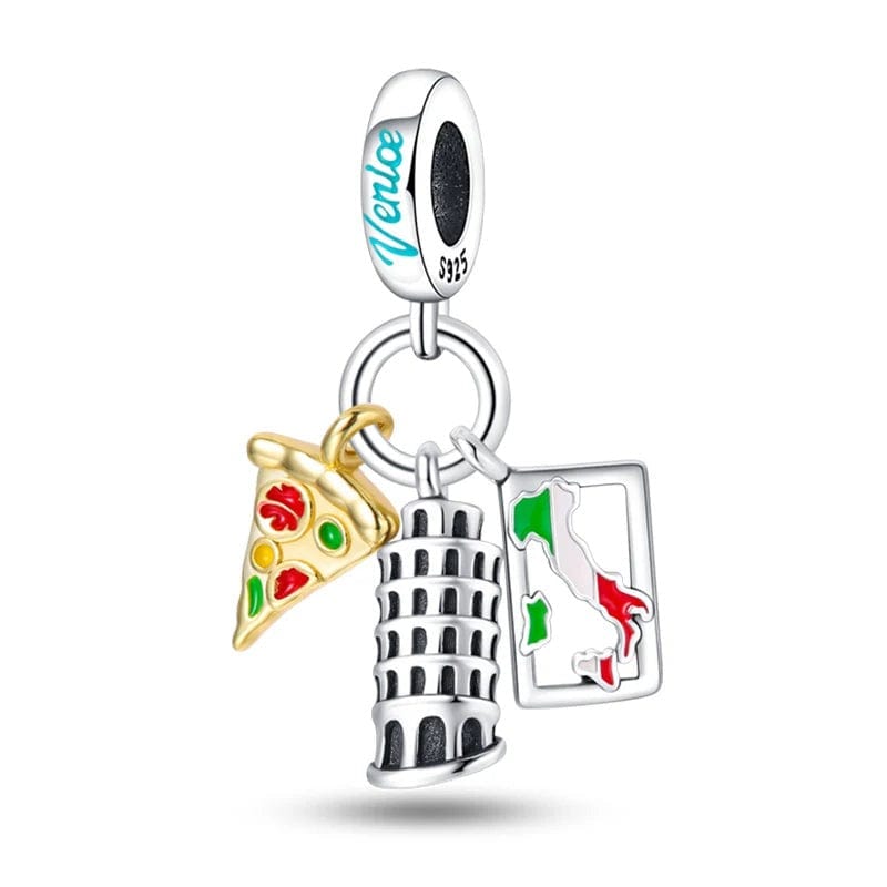 Charm Pendant Phosphorescent Tour de Pise, Italie et Pizza