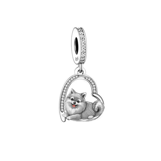 Charm Cœur Chien Poméranien