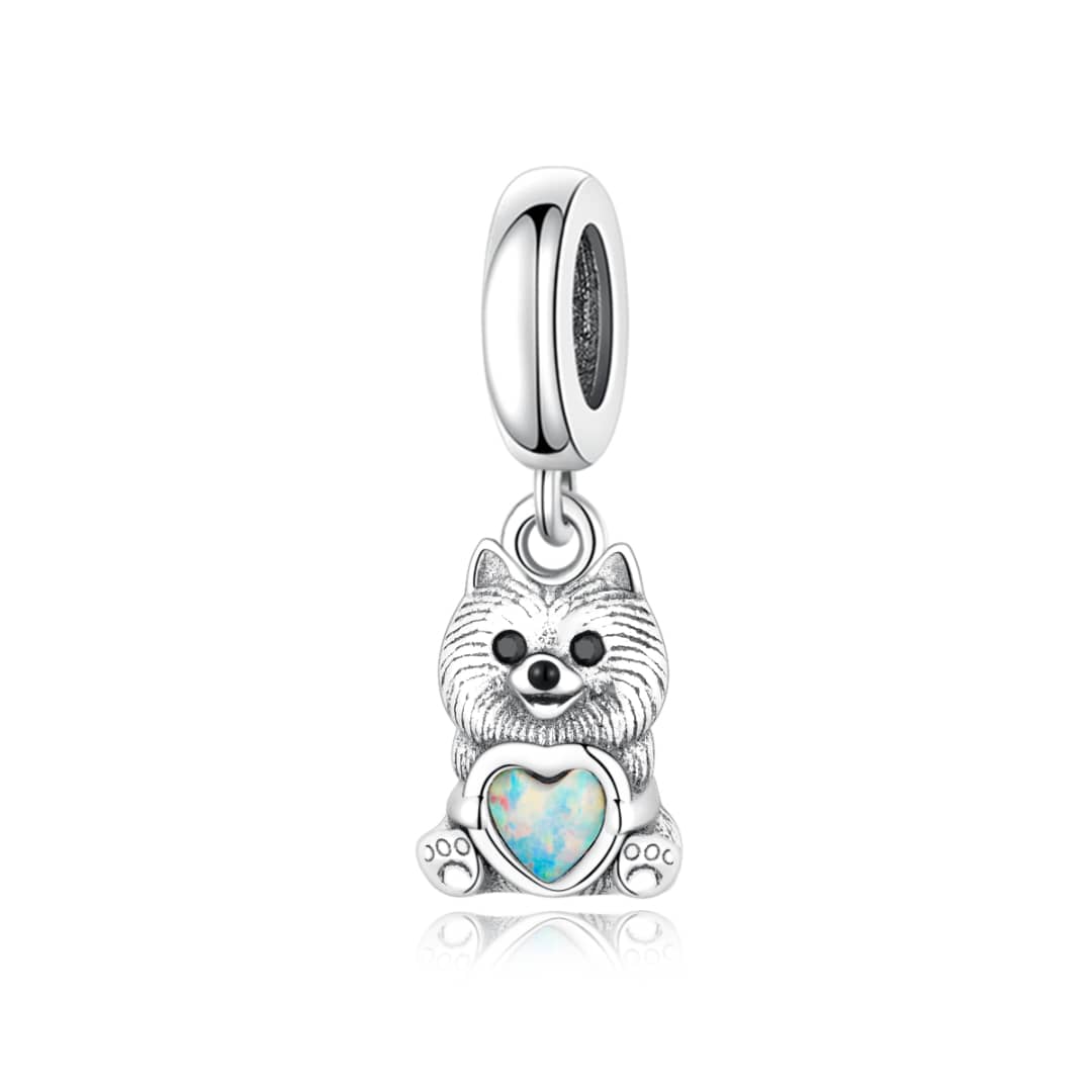 Charm Pendant Poméranien avec Pierre en Forme de Cœur