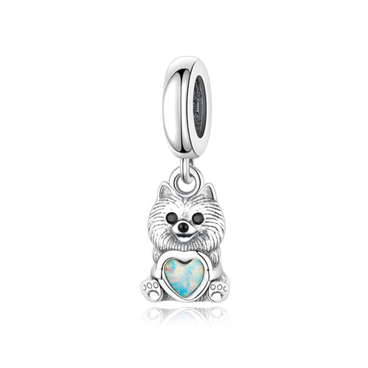 Charm Pendant Poméranien avec Pierre en Forme de Cœur
