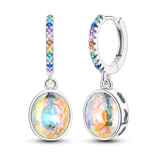 Boucles d'Oreilles Pendantes Arc-en-Ciel Éclat Prismatique