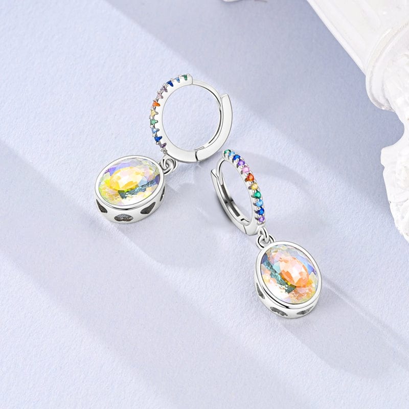 Boucles d'Oreilles Pendantes Arc-en-Ciel Éclat Prismatique