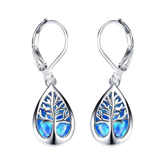 Boucles d'Oreilles Arbre de Vie en Opale et Argent