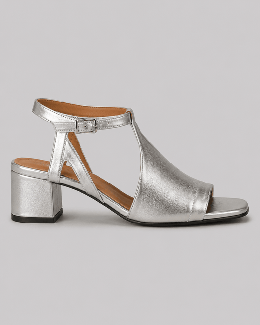 Serena | Sølvfarvede sommersandaler
