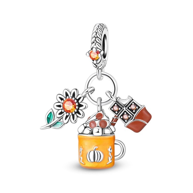Charm Pendant Mug Pumpkin Spice avec Chocolat et Tournesol