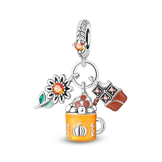 Charm Pendant Mug Pumpkin Spice avec Chocolat et Tournesol